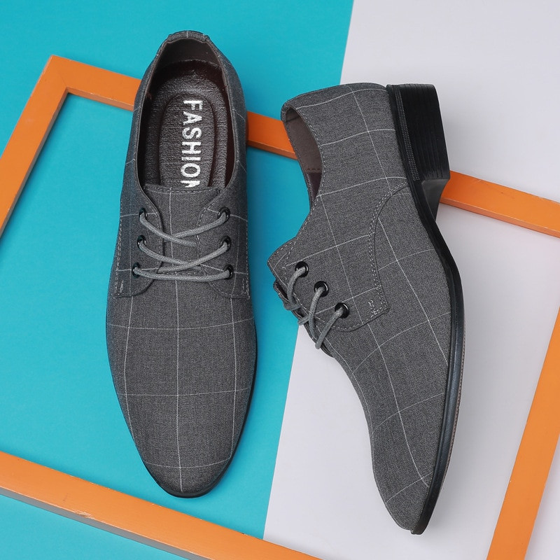 Men Classic Business Shoes Man Dress Shoes Fashion Korea Pointed Toe Lace-Up Formal Wedding Shoes Men Black Lattice