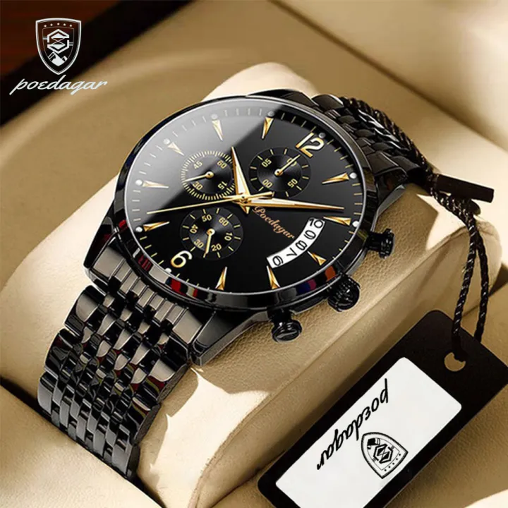 POEDAGAR Watch For Men Original Waterproof Luminous Date Sports Watches Luxury Quartz Man Wristwatch Luxuri Male Clock +Box