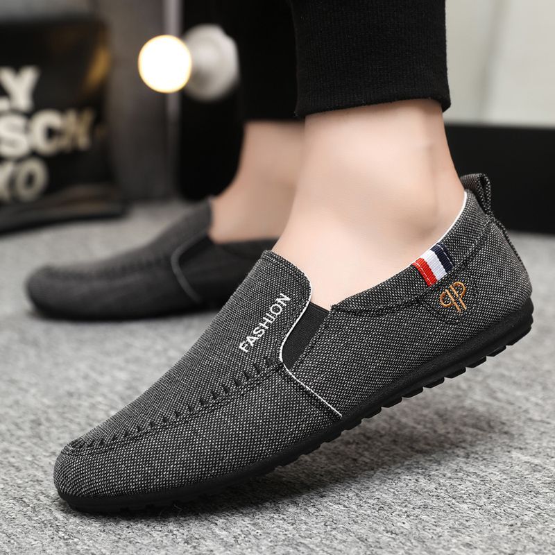 Autumn canvas shoes, beanie shoes, men's casual shoes, Korean style trendy slip-on lazy shoes, versatile men's shoes