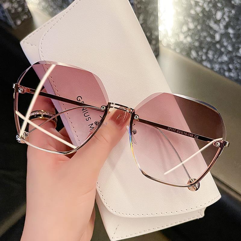 Sunglasses New Frameless Irregular Cut Edge Temperament Sun Glasses for Women Fashion Summer Glasses Anti-UV Travel Driving PTQ