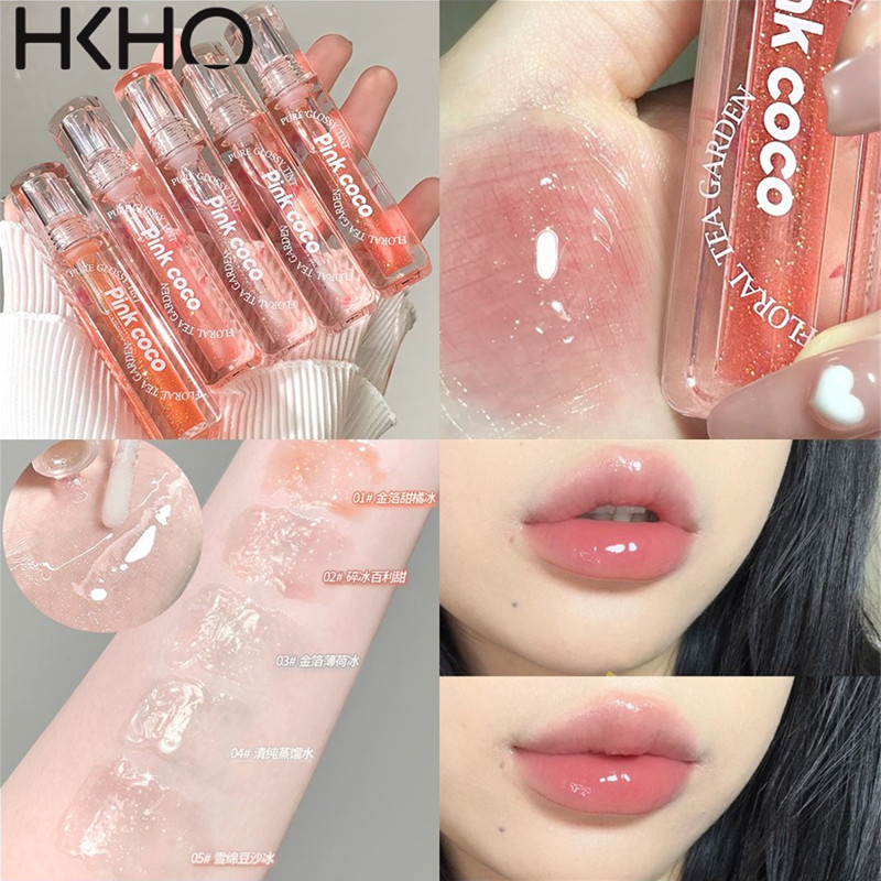 HKHO Water Light Lip Oil Transparent Lip Gloss Moisturizing Lipstick Waterproof Non-stick Cup